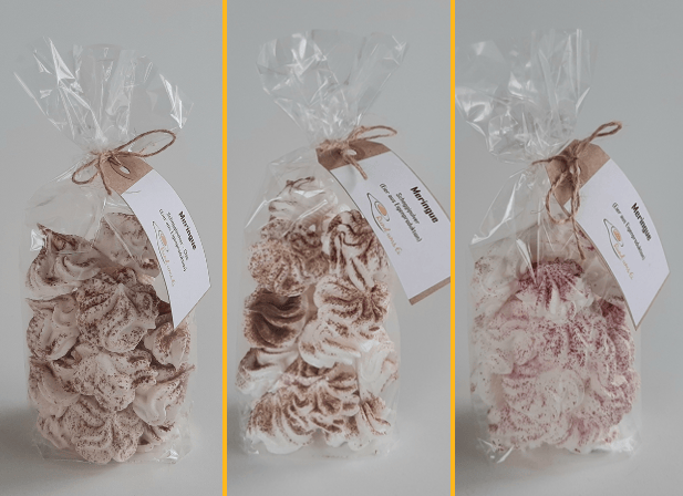 Meringue (Randen, Schoggipulver-Chilli oder Schoggi nach Zufallsprinzip, CHF 6.20)