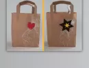 Papiertragtasche mit Herz  oder Sterndekoration grau2